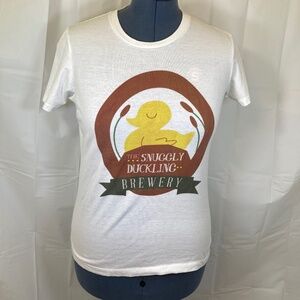 Snuggly Duckling Brewery Shirt Sz XL Tangled Short Sleeve White TeePublic